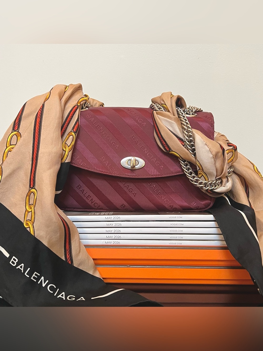 Balenciaga jacquard scarf shoulder bag